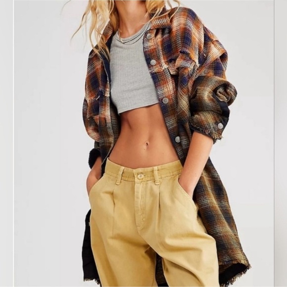 Free People Anneli Plaid Shirt Jacket Shacket Size Small - Picture 1 of 14